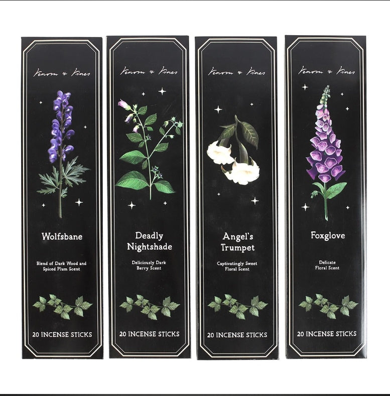 Poisonous Plants Incense Sticks Wolfsbane, Deadly Nightshade, Angel's Trumpet, Foxglove