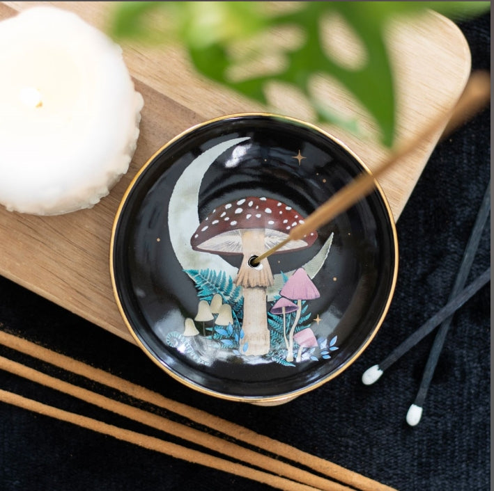 Forest Mushroom Incense Stick Holder Burner Plate Dish