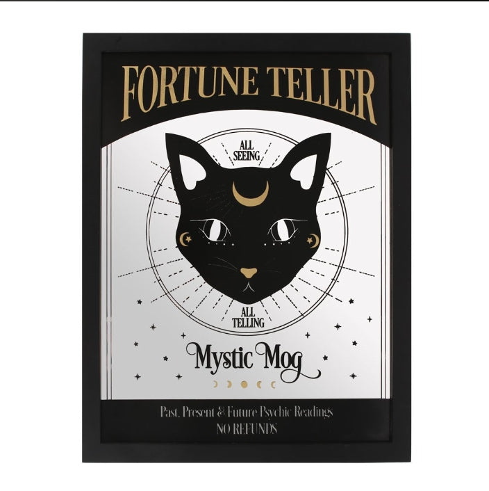 Mystic Mog Mirrored Wall Hanging Black Cat Fortune Teller