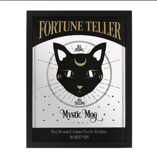 Mystic Mog Mirrored Wall Hanging Black Cat Fortune Teller