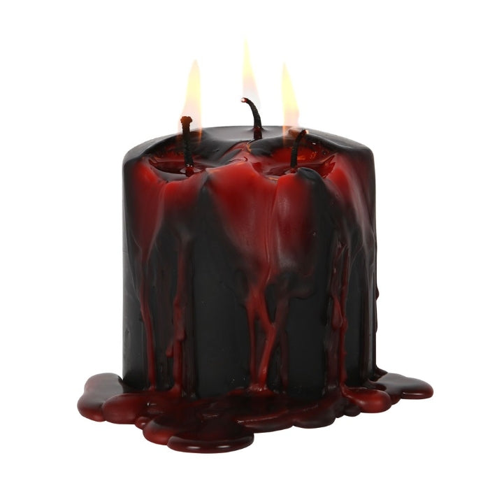 Vampire Blood Pillar Taper Candle Bleeding Wax Black and Red Unscented