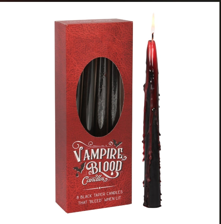 Vampire Blood Pillar Taper Candle Bleeding Wax Black and Red Unscented