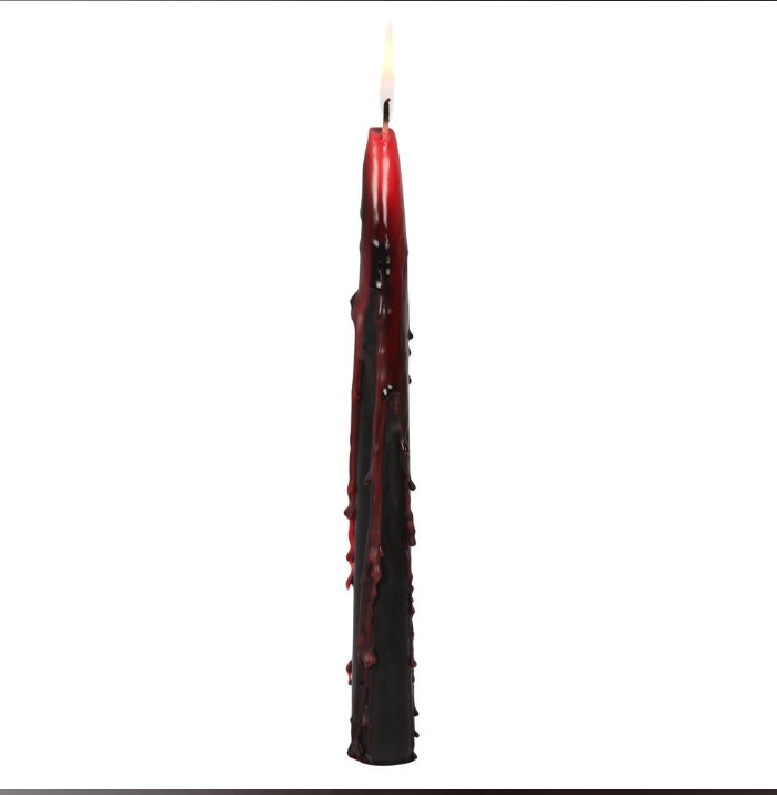 Vampire Blood Pillar Taper Candle Bleeding Wax Black and Red Unscented