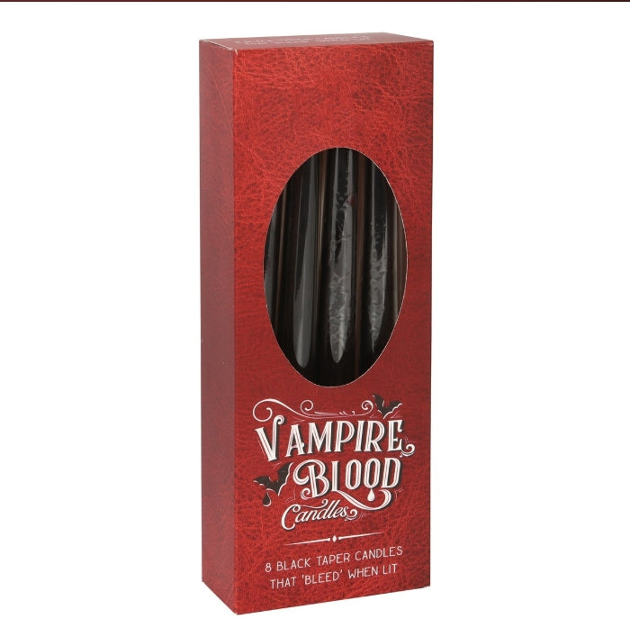 Vampire Blood Pillar Taper Candle Bleeding Wax Black and Red Unscented