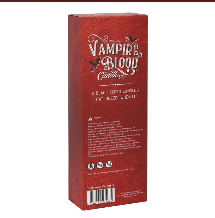 Vampire Blood Pillar Taper Candle Bleeding Wax Black and Red Unscented