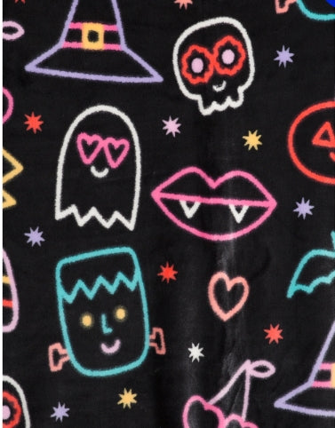Neon Party Creepy Cute Blanket and Pillow Set Throw Plush