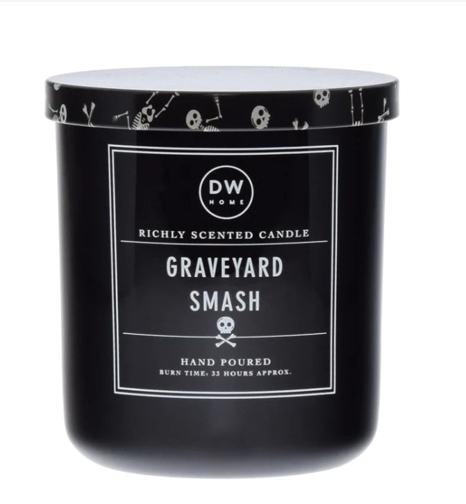 Graveyard Smash Halloween Horror Glass Candle Vintage Retro