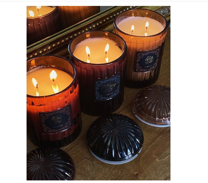 Amber Wood Large Glass Candle Fall Goth