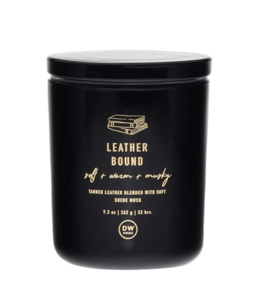 Leather Bound Goth Large Glass Candle Book Lover