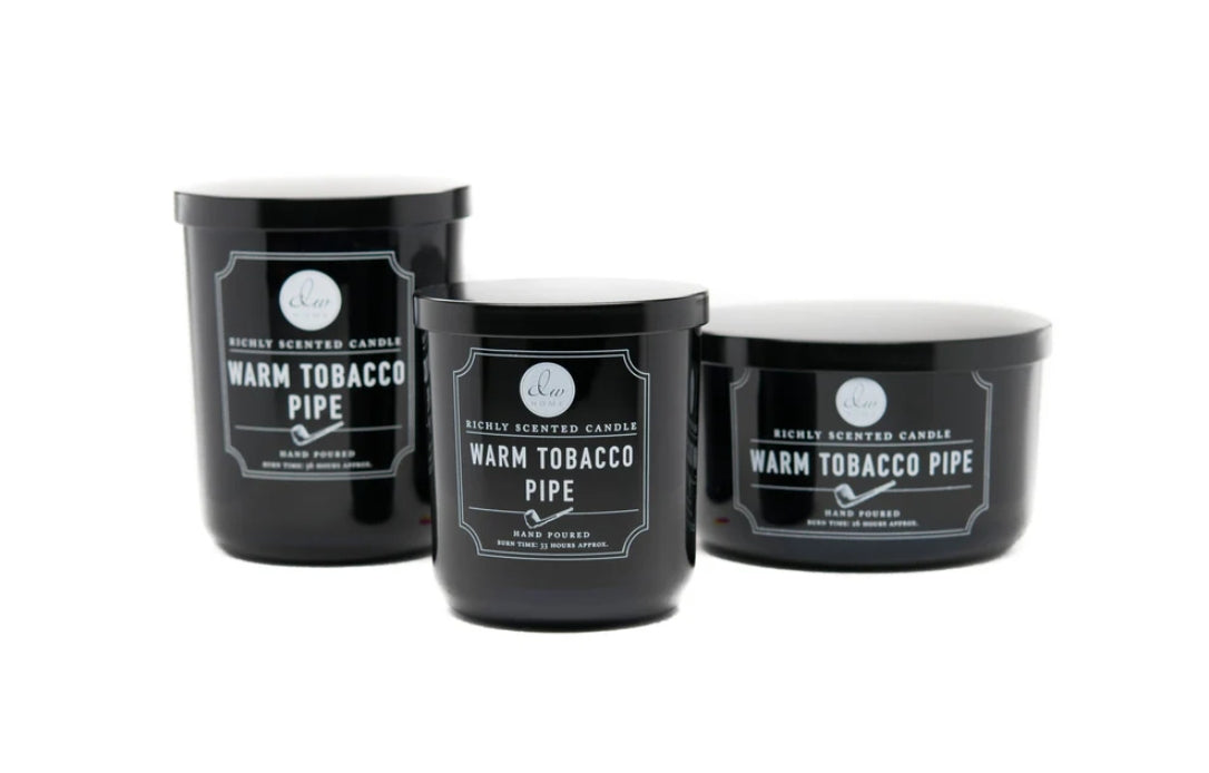 Warm Tobacco Pipe  Fall Large Glass Candle