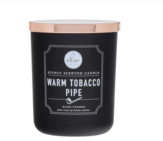 Warm Tobacco Pipe  Fall Large Glass Candle