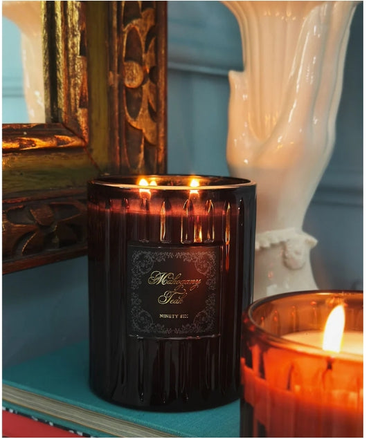 Mahogany Teak Large Glass Candle Fall Goth