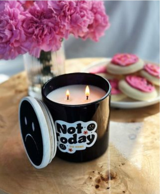 Not Today Funny Candle with Decorative Lid Smiley Face