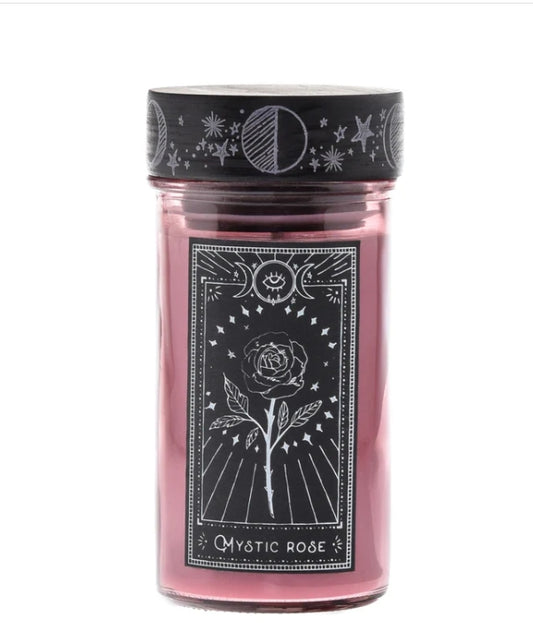 Celestial Goth Mystic Rose Glass Candle Witch Triple Moon