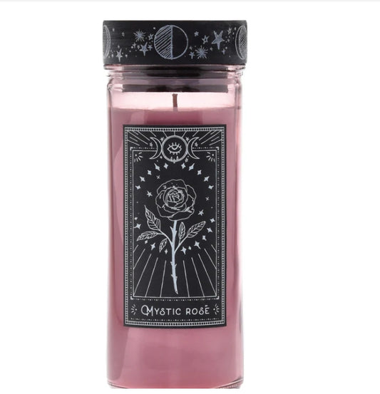 Celestial Goth Mystic Rose Glass Candle Witch Triple Moon