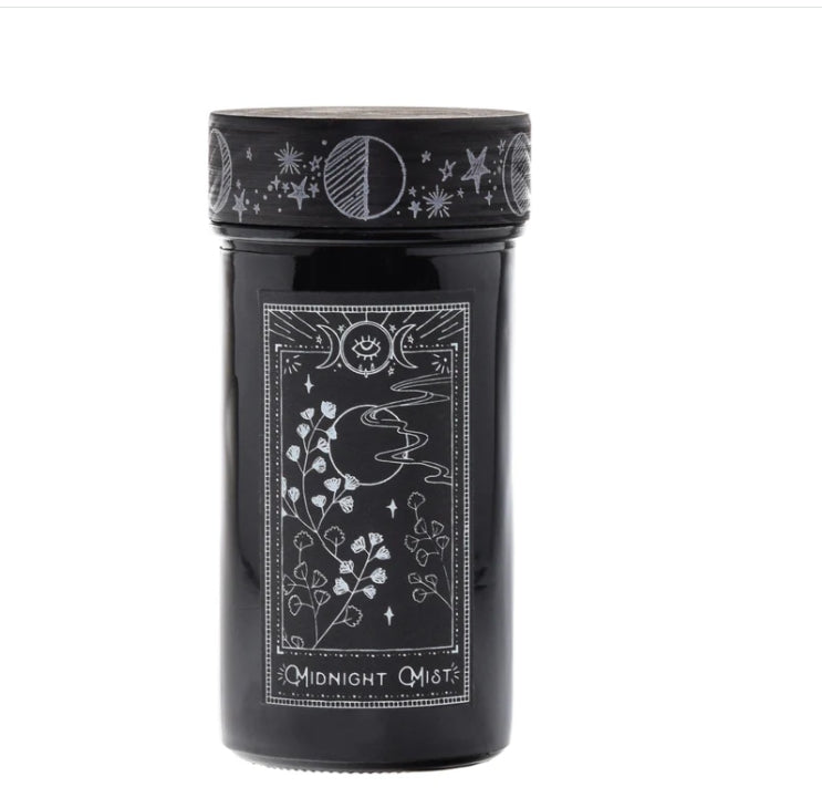 Celestial Goth Midnight Mist Glass Candle Witch Triple Moon