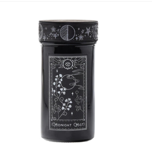 Celestial Goth Midnight Mist Glass Candle Witch Triple Moon