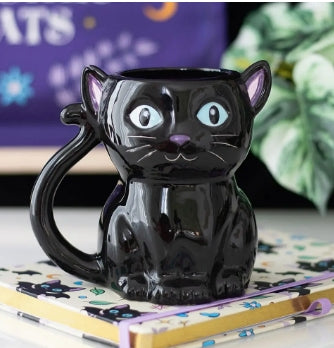 Cute and Creepy Gothic Black Cat Halloween Mug