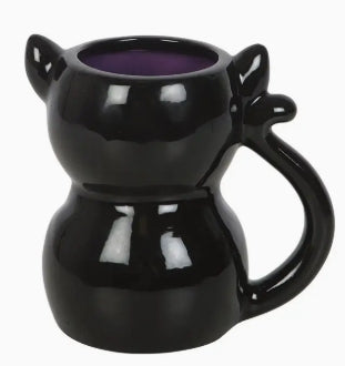 Cute and Creepy Gothic Black Cat Halloween Mug