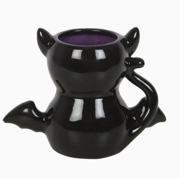 Cute and Creepy Gothic Black Bat Cat Halloween Mug