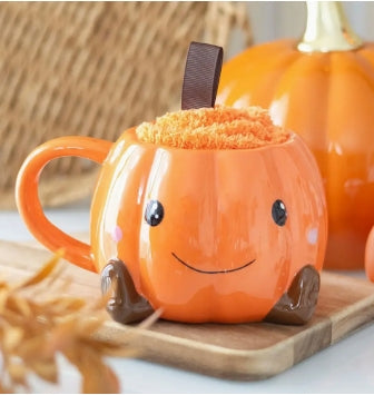 Cute Smiling Pumpkin Mug and Socks Set