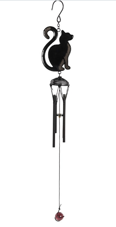 Black Cat Windchime Profile Metal Hanging