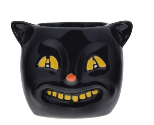 Vintage Black Cat Caramel Apple Ceramic Candle