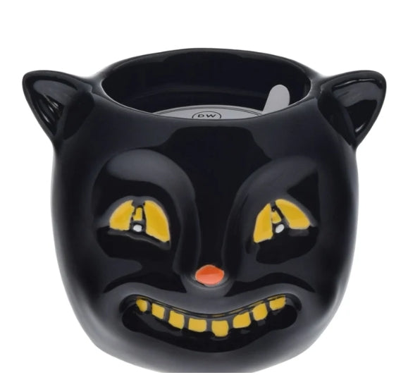 Vintage Black Cat Caramel Apple Ceramic Candle