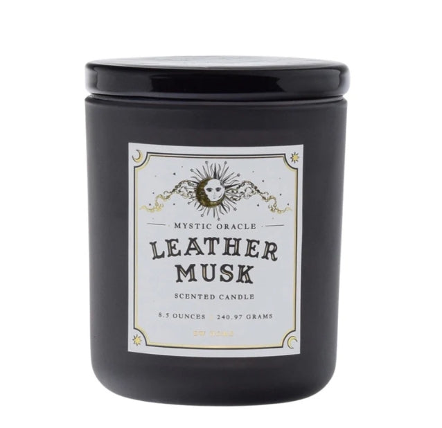 Ghost Halloween Glass Candle Leather Musk Goth Fifty Shades Book Lover