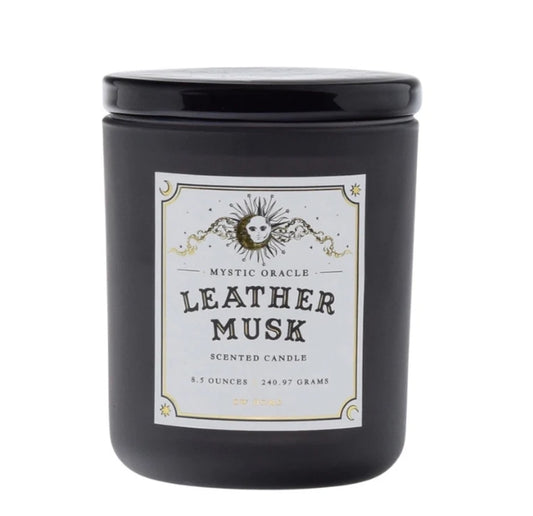 Ghost Halloween Glass Candle Leather Musk Goth Fifty Shades Book Lover