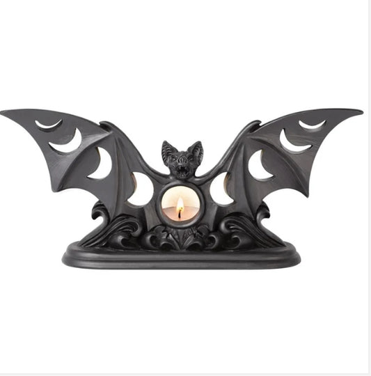 Lunaeca Black Vampire Bat Tea Light Candle Holder