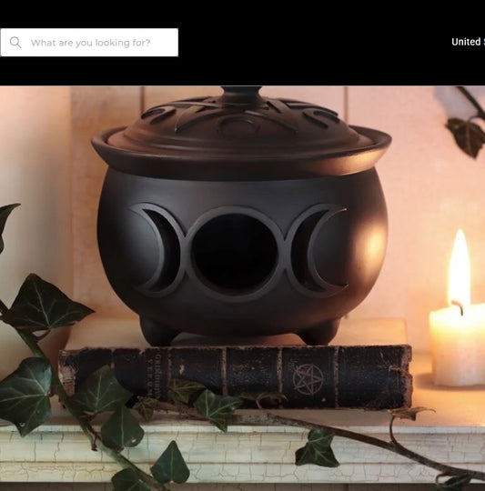 Triple Moon Cauldron Trinket & Jewelry Box Pot