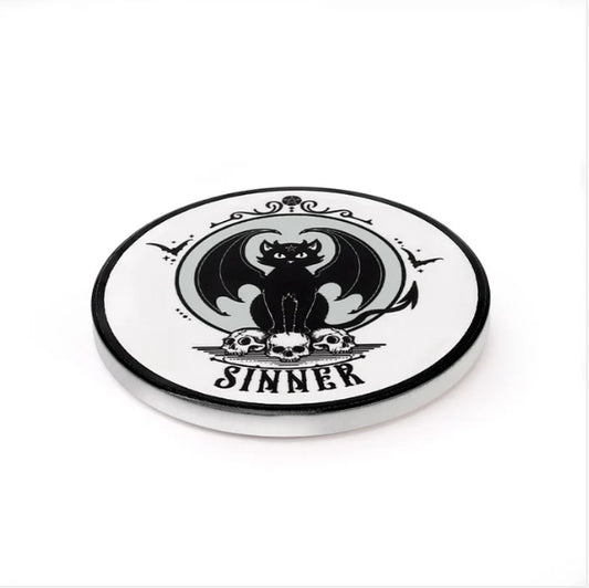 Bat Black Cat Sinner Coaster