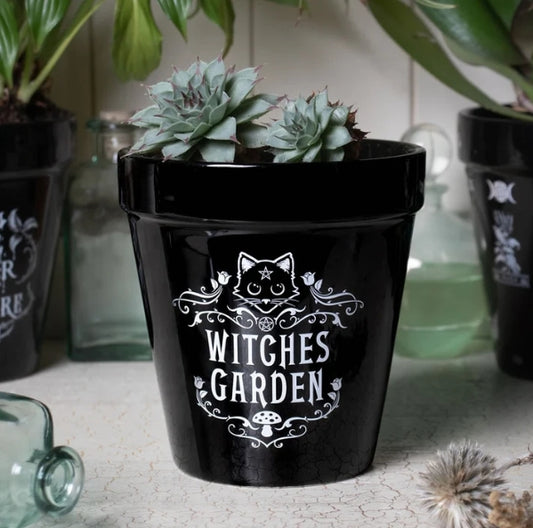 Witches Garden Magic Cat Garden Plant Pot