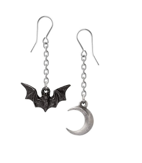 Lunatious Dropper Bat and Moon Earrings