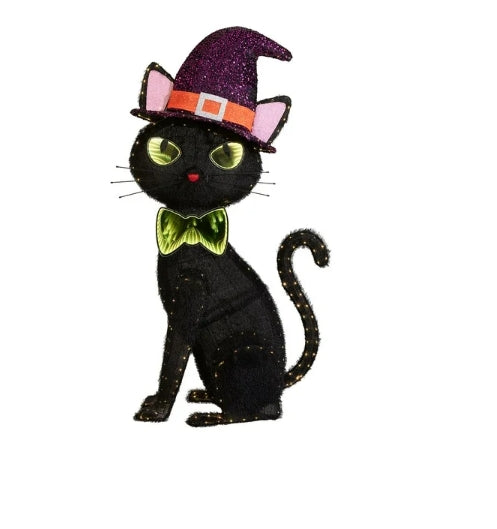 XL 5 Foot Pre-Lit Black Cat Halloween Home Decor