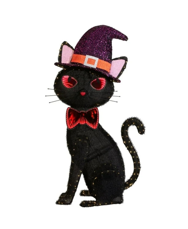 XL 5 Foot Pre-Lit Black Cat Halloween Home Decor