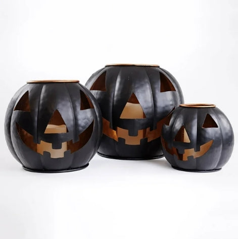 Lit Black Jack-o-Lanterns Pumpkins