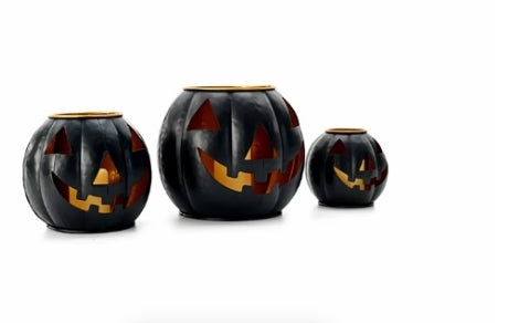 Lit Black Jack-o-Lanterns Pumpkins