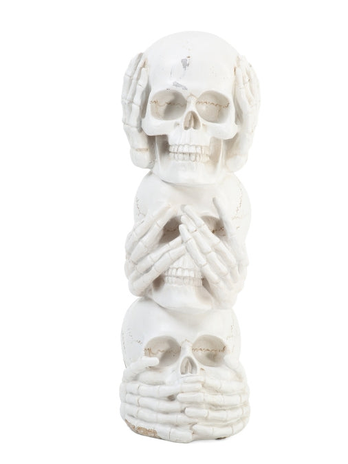 Hear no Evil, See no Evil, Speak no Evil Stacked Skulls Halloween Home Decor