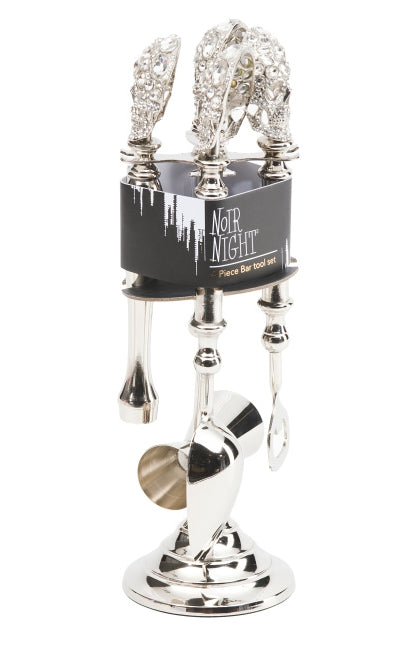 Glitz Skeleton Bar Tool Set with Stand Halloween Barware