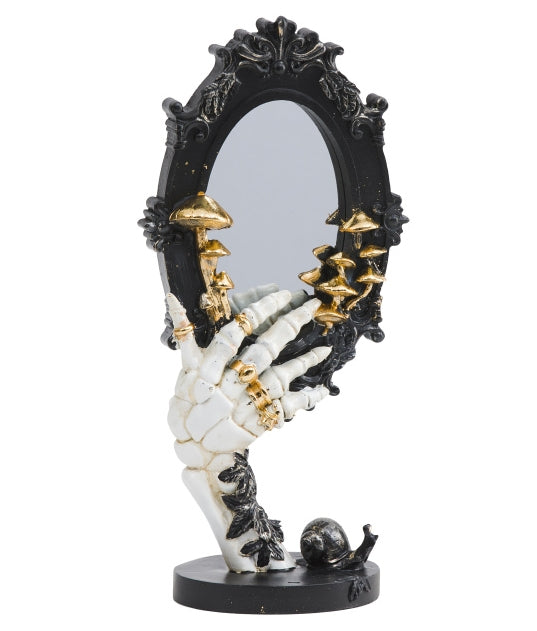 Creepy Skull Hand Holding Mirror Forest Theme