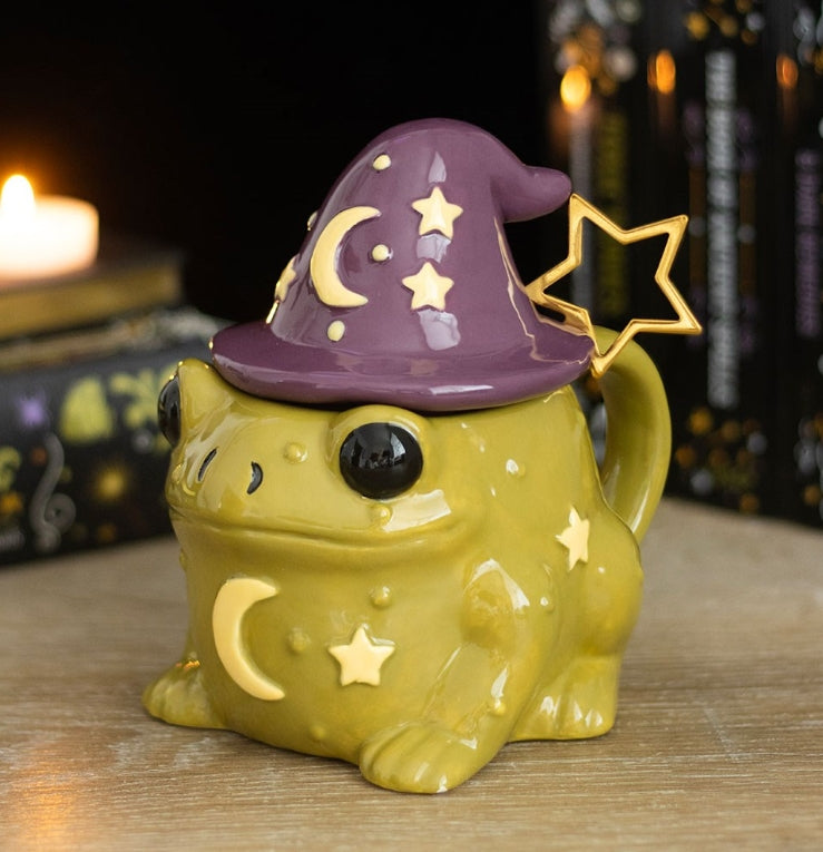 Magic Toad Shaped Lidded Mug With Magic Wand Star Spoon