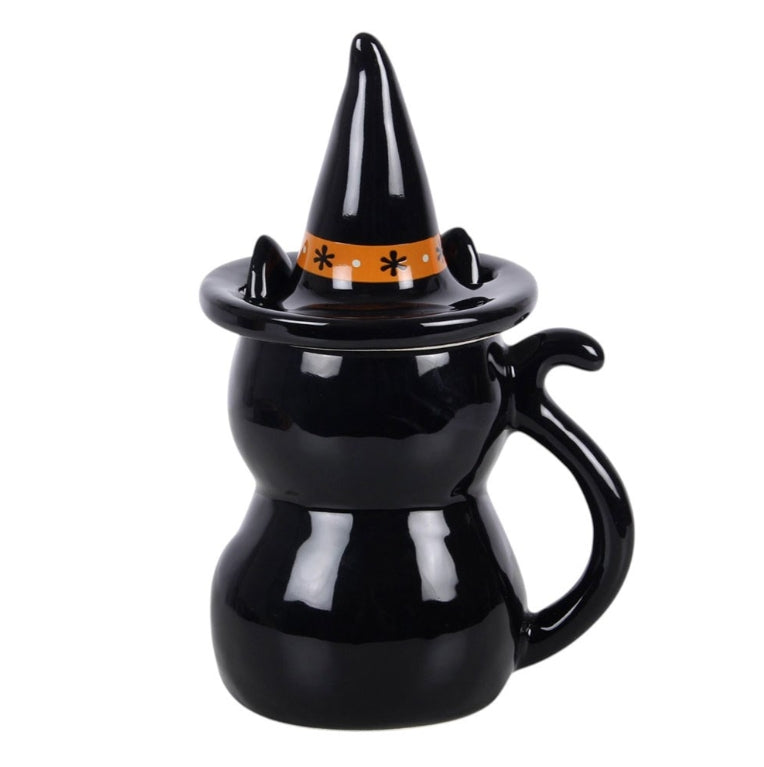 Magic Black Cat Shaped Lidded Mug