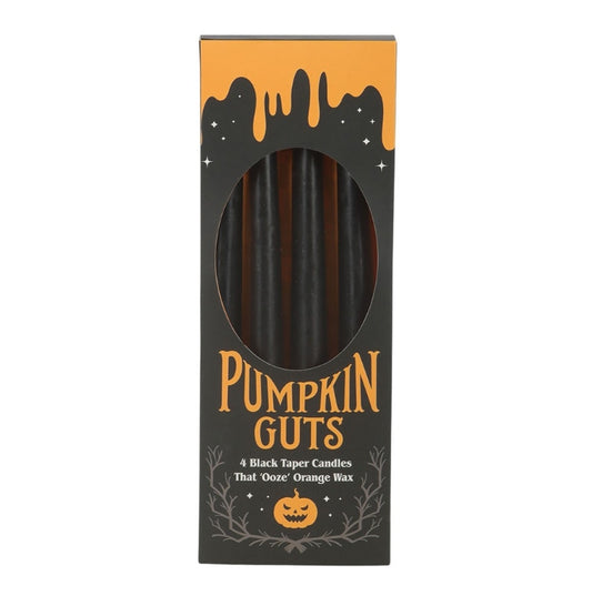 Pumpkin Guts Orange Oozing Black Taper Candles