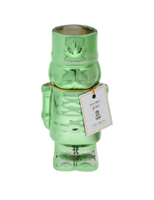 Snowy Pine Green Foil Nutcracker Candle Christmas Holiday