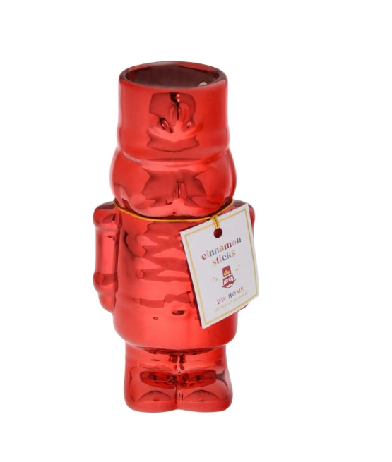 Cinnamon Sticks Red Foil Nutcracker Candle  Christmas Holiday