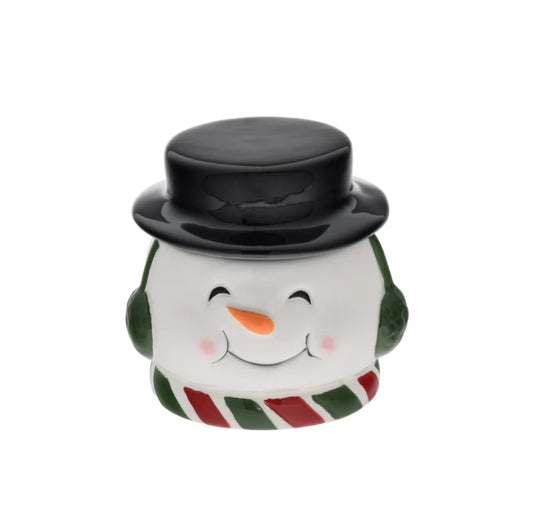 Snow Day Snowman Icon Ceramic Candle  Christmas Holiday
