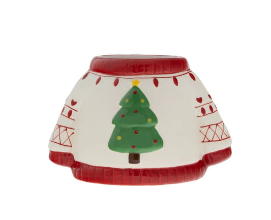 Peppermint Patchwork Christmas Sweater Icon Ceramic Candle