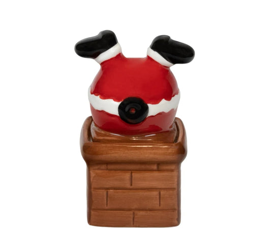 Sugar Cookie Santa in a Chimney Christmas Icon Ceramic Candle
